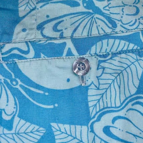 (EUC) Lilly Pulitzer Turquoise Blue Butterfly & Fruit Print A Line Size 6 - Picture 2 of 7